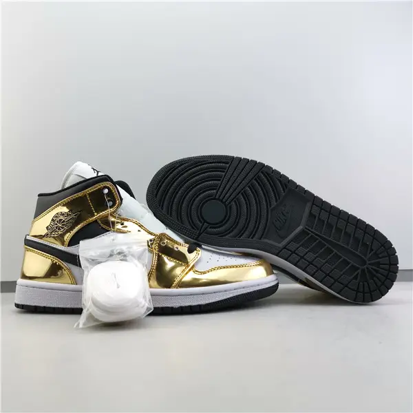 AIR JORDAN 1 MID WHITE METALLIC GOLD-BLACK 554727 