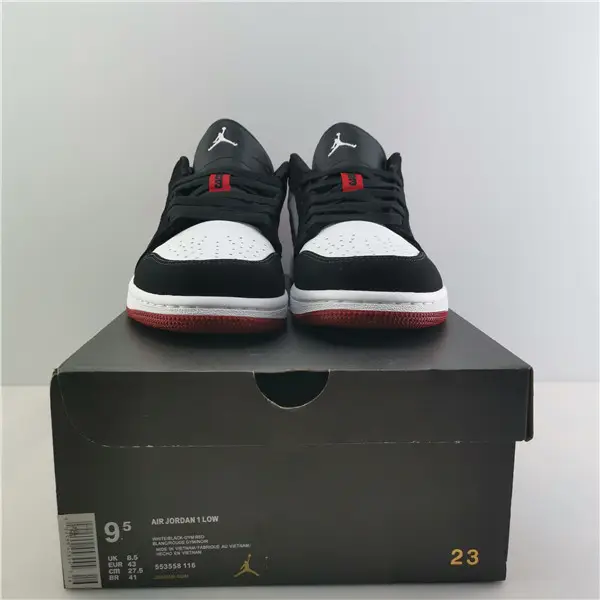 AIR JORDAN 1 LOW BLACK TOE WHITE BLACK-GYM RED 