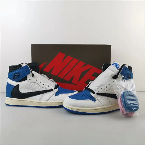 TRAVIS SCOTT X FRAGMENT X AIR JORDAN 1 BLUE WHITE 