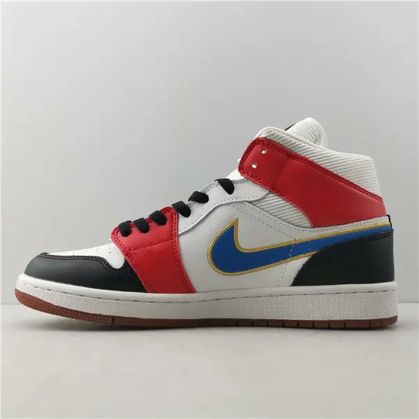 Jordan 1 Mid Sail Red Black Blue 