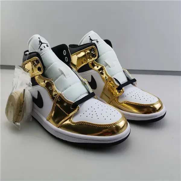 AIR JORDAN 1 MID WHITE METALLIC GOLD-BLACK 554727 