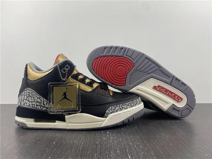 Jordan 3 Retro Black Cement Gold 