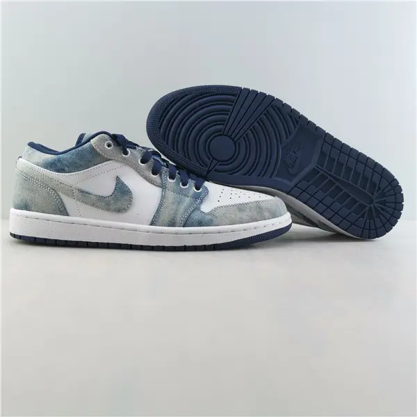 AIR JORDAN 1 LOW WHITE BLACK DENIM BLUE 