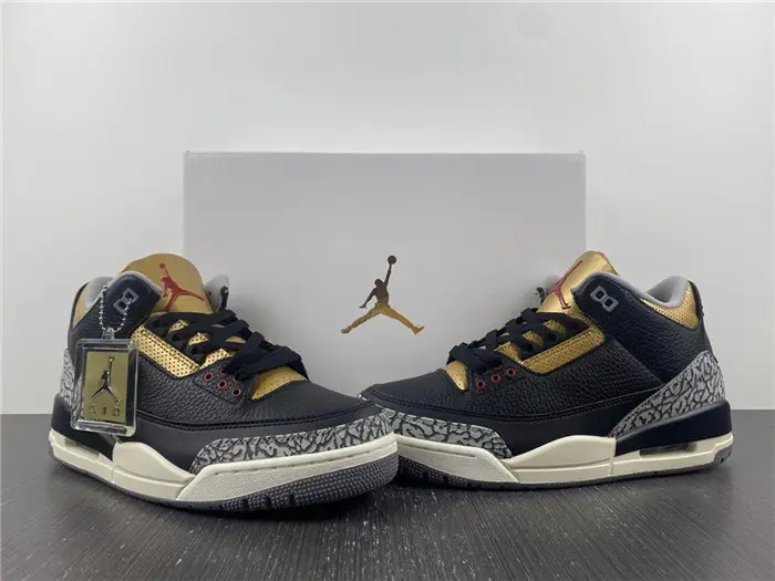 Jordan 3 Retro Black Cement Gold 