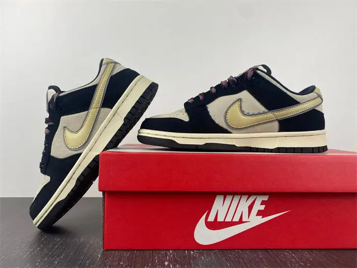 Nike Dunk Low LX Black Suede Team Gold 