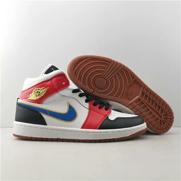 Jordan 1 Mid Sail Red Black Blue 