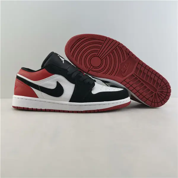 AIR JORDAN 1 LOW BLACK TOE WHITE/BLACK-GYM RED 