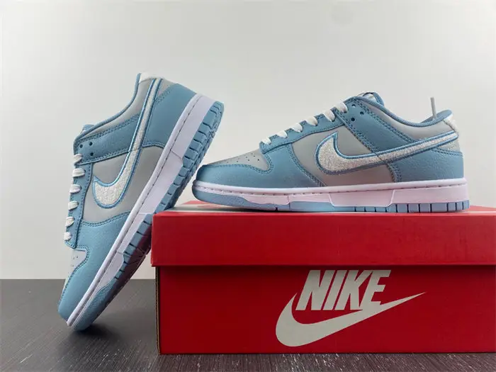 Nike Dunk Low Retro Fleece Swoosh Worn Blue 