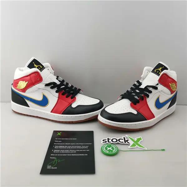 Jordan 1 Mid Sail Red Black Blue 
