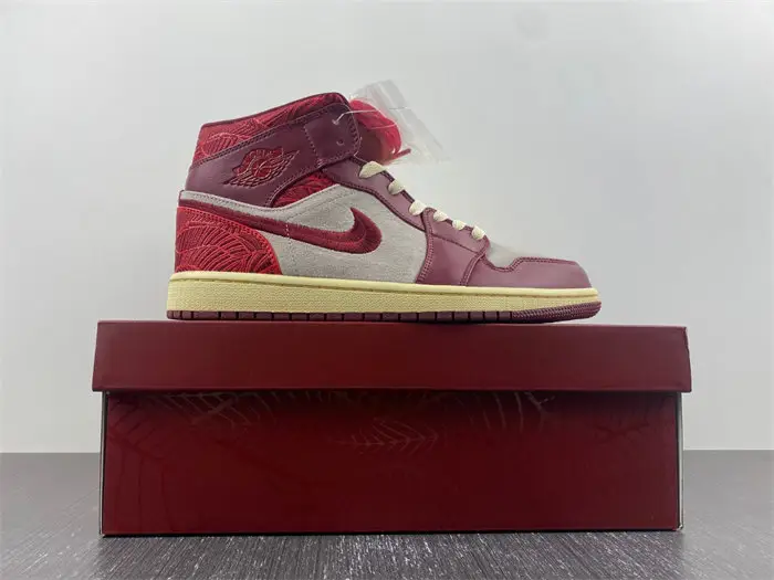 Jordan 1 Mid SE Tiki Leaf Team Red 