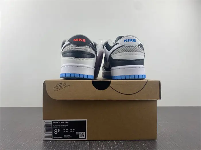 Nike Dunk Low Scrap Black Neutral Grey University Blue White 