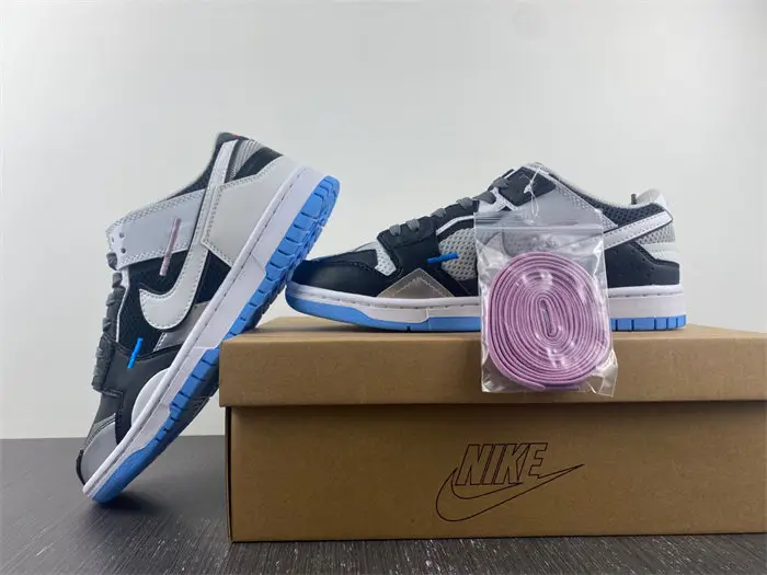 Nike Dunk Low Scrap Black Neutral Grey University Blue White 