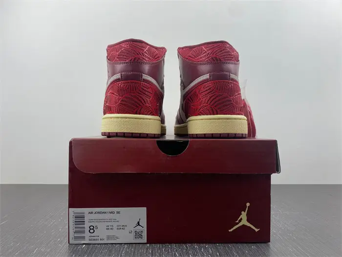 Jordan 1 Mid SE Tiki Leaf Team Red 