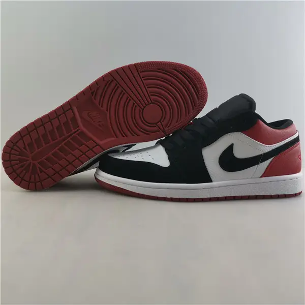 AIR JORDAN 1 LOW BLACK TOE WHITE BLACK-GYM RED 