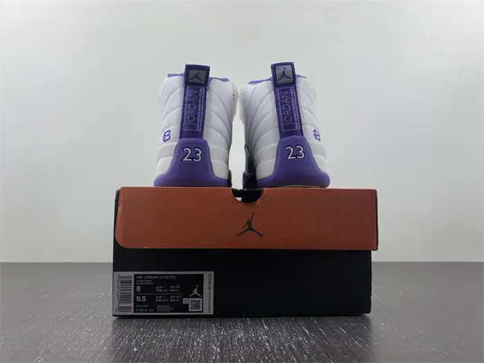Jordan 12th Generation Nike Air Jordan 12 White Purple Headcoat Authentic 50., Product Number 