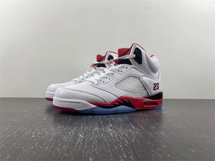 Jordan 5 Retro Fire Red Black Tongue 