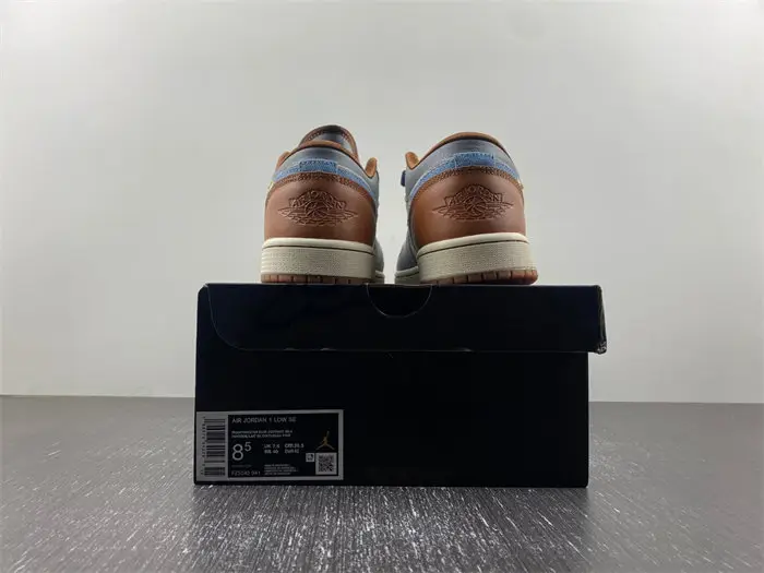 Air Jordan 1 Low SE Phantom Repaired Denim Swoosh 