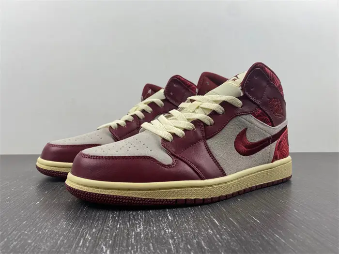 Jordan 1 Mid SE Tiki Leaf Team Red 