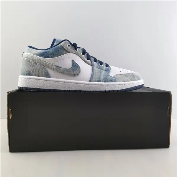 AIR JORDAN 1 LOW WHITE BLACK DENIM BLUE 