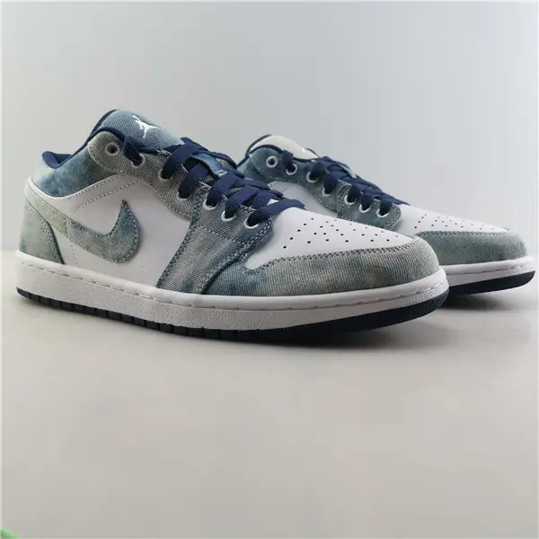 AIR JORDAN 1 LOW WHITE BLACK DENIM BLUE 