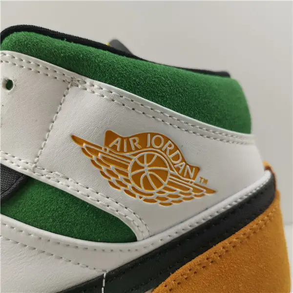 AIR JORDAN 1 MID SE WHITE LASER ORANGE LUCKY GREEN (GS) 