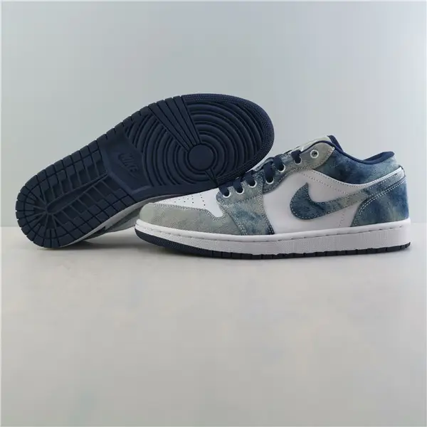 AIR JORDAN 1 LOW WHITE BLACK DENIM BLUE 