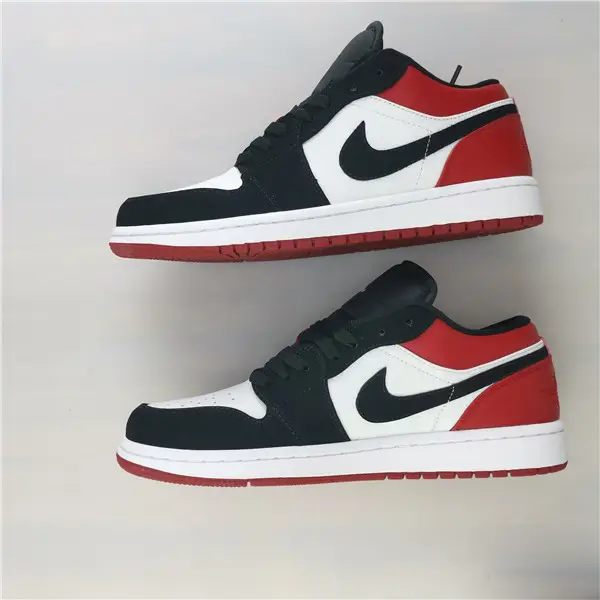 AIR JORDAN 1 LOW BLACK TOE WHITE BLACK-GYM RED 