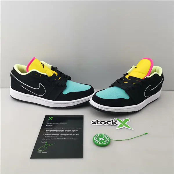 Jordan 1 Low Black Aurora Green Laser Orange 