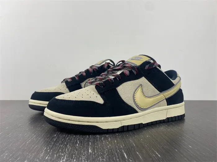 Nike Dunk Low LX Black Suede Team Gold 
