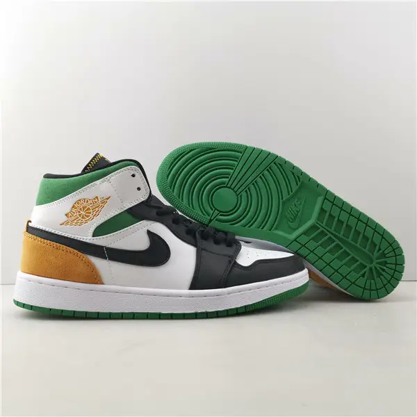 AIR JORDAN 1 MID SE WHITE LASER ORANGE LUCKY GREEN (GS) 
