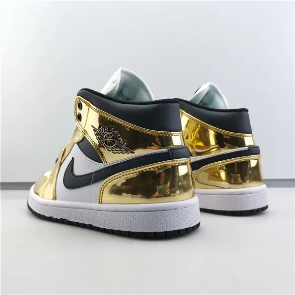 AIR JORDAN 1 MID WHITE METALLIC GOLD-BLACK 554727 