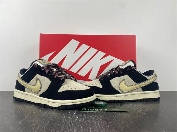 Nike Dunk Low LX Black Suede Team Gold 
