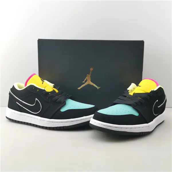 Jordan 1 Low Black Aurora Green Laser Orange  CEEA1114