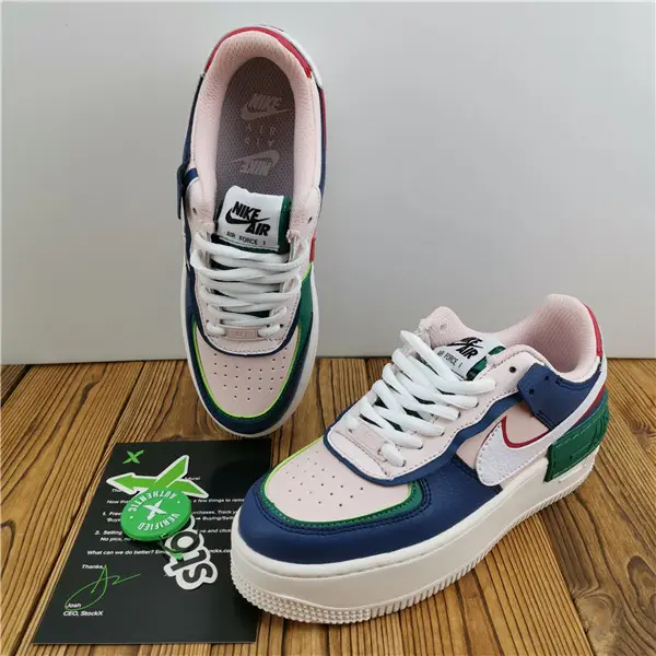 Air Force 1 new blue, green and pink women's shoes are assembled and deconstructed into the original Air Force logo  BDEA1663