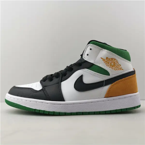 AIR JORDAN 1 MID SE WHITE LASER ORANGE LUCKY GREEN (GS) 