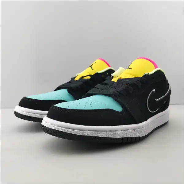 Jordan 1 Low Black Aurora Green Laser Orange 